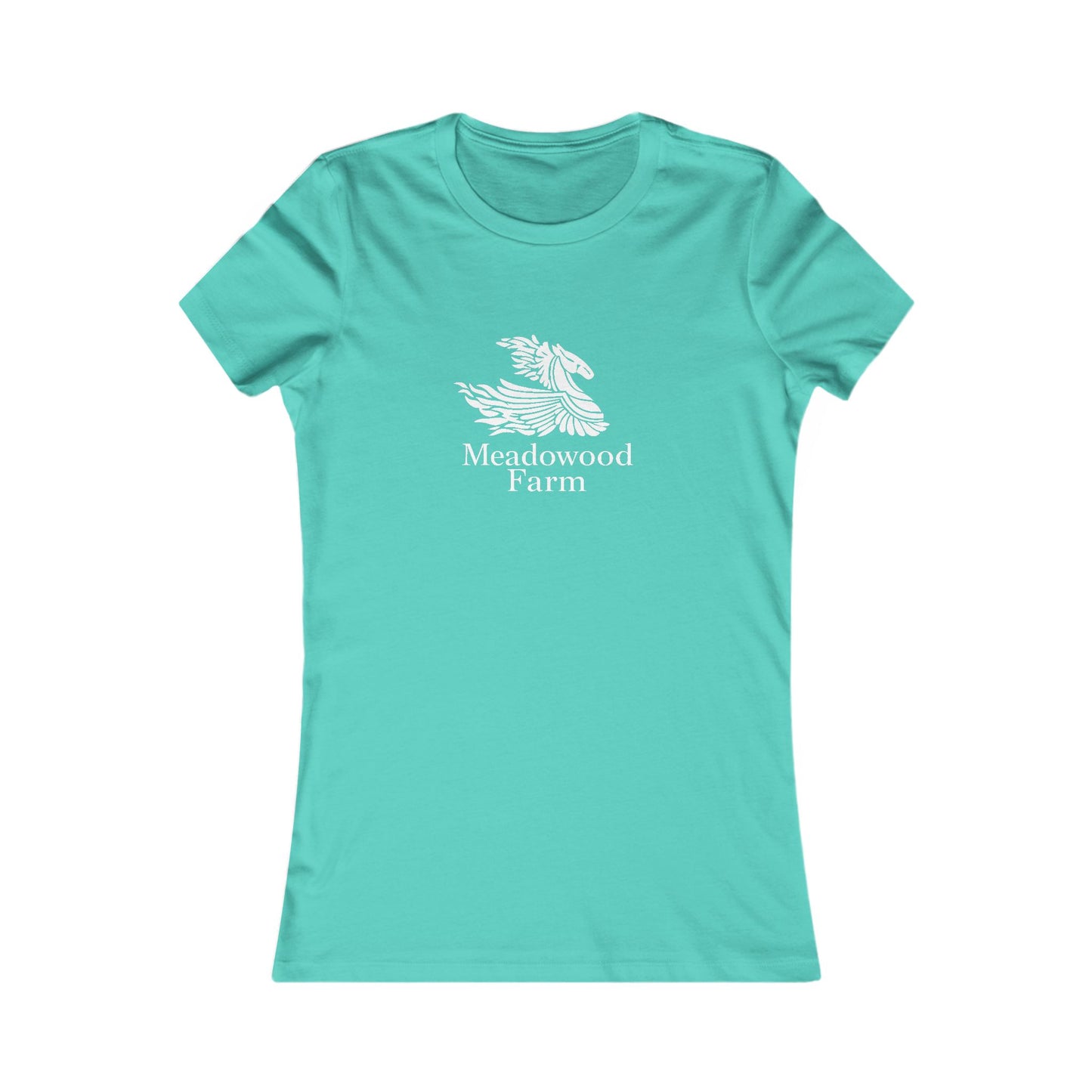Meadowood Farm Ringspun Cotton Fitted Vintage Retro Womens Tee - White Farm Logo