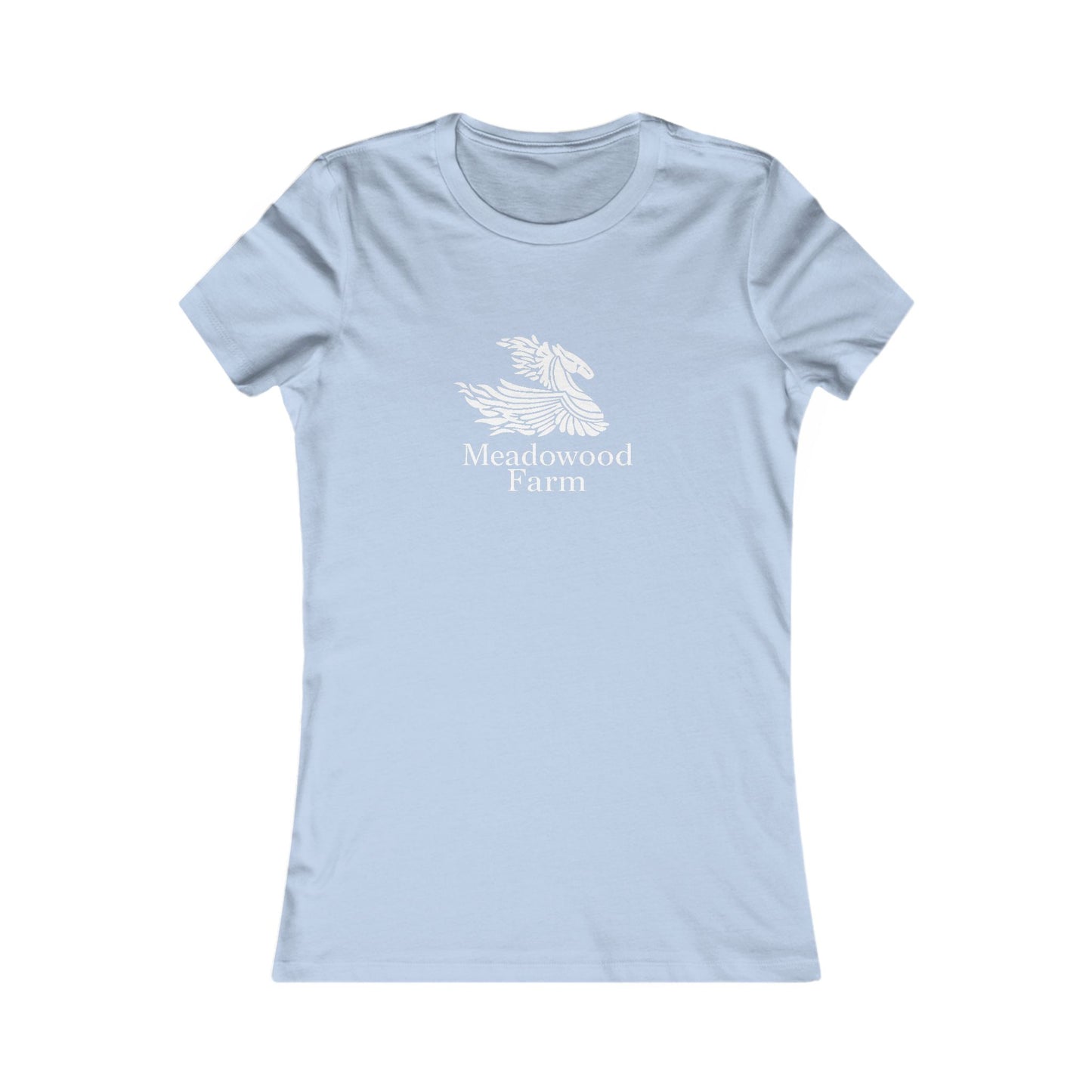 Meadowood Farm Ringspun Cotton Fitted Vintage Retro Womens Tee - White Farm Logo