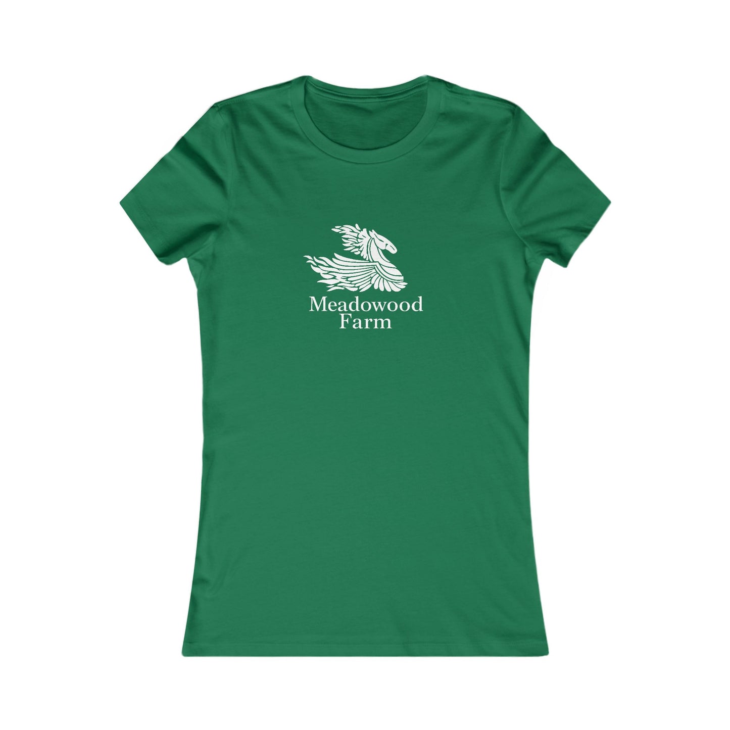 Meadowood Farm Ringspun Cotton Fitted Vintage Retro Womens Tee - White Farm Logo