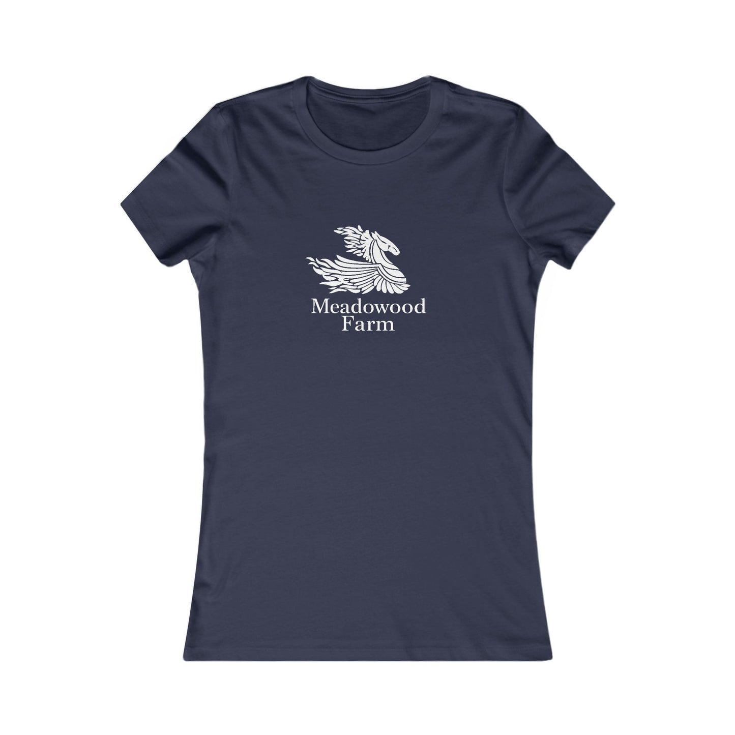 Meadowood Farm Ringspun Cotton Fitted Vintage Retro Womens Tee - White Farm Logo