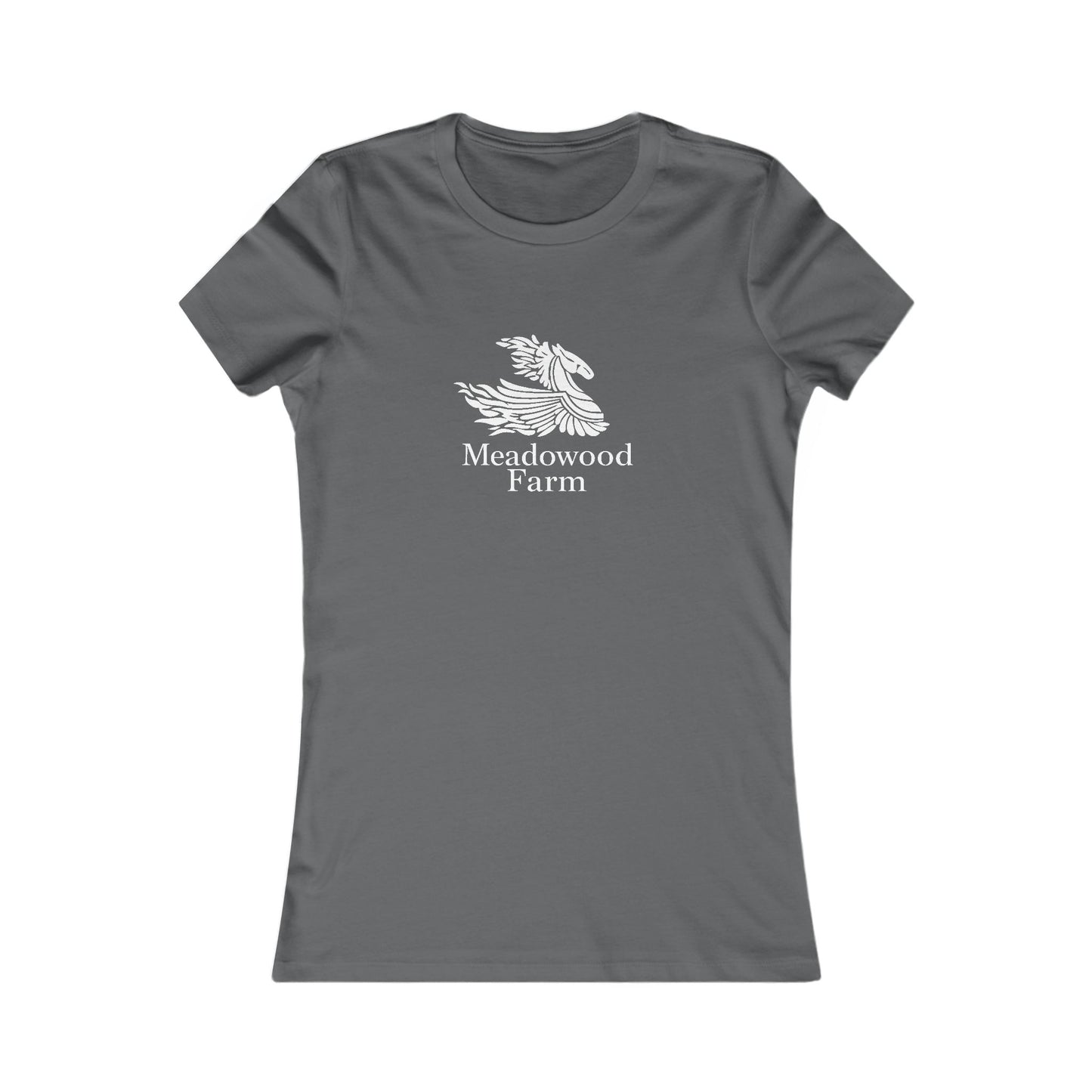 Meadowood Farm Ringspun Cotton Fitted Vintage Retro Womens Tee - White Farm Logo