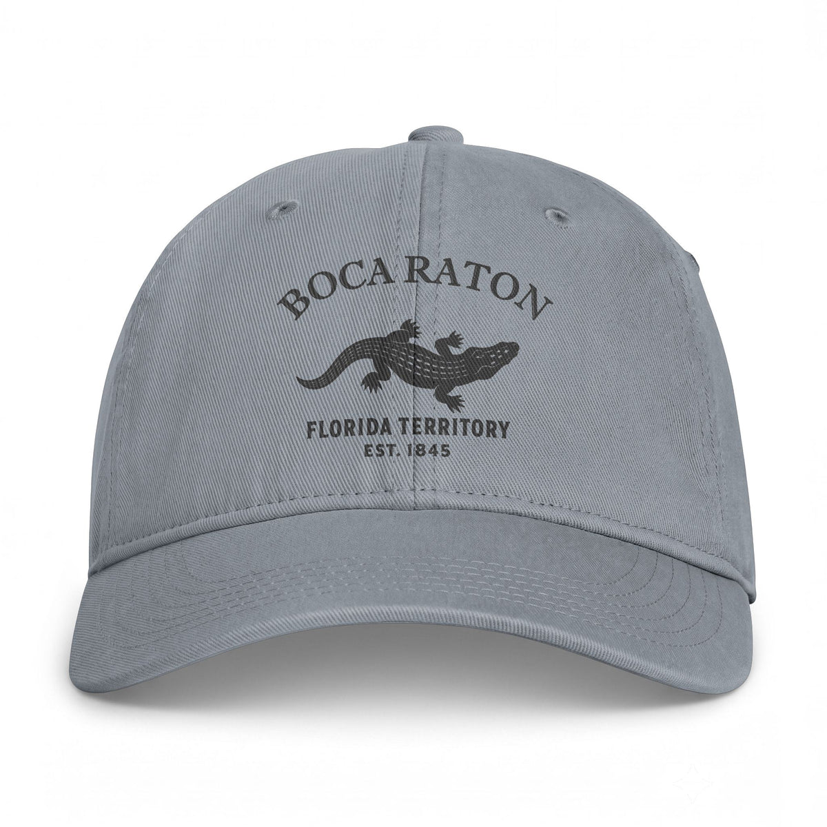 Boca Raton Florida Distressed Cotton Cap - Charcoal Print Logo