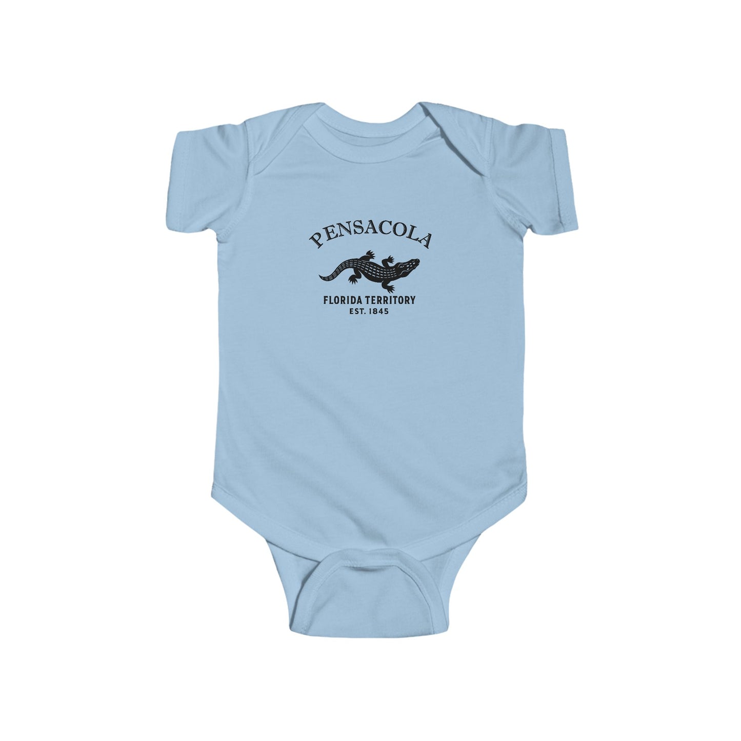 Pensacola Florida Cotton Jersey Baby Bodysuit - Black Logo