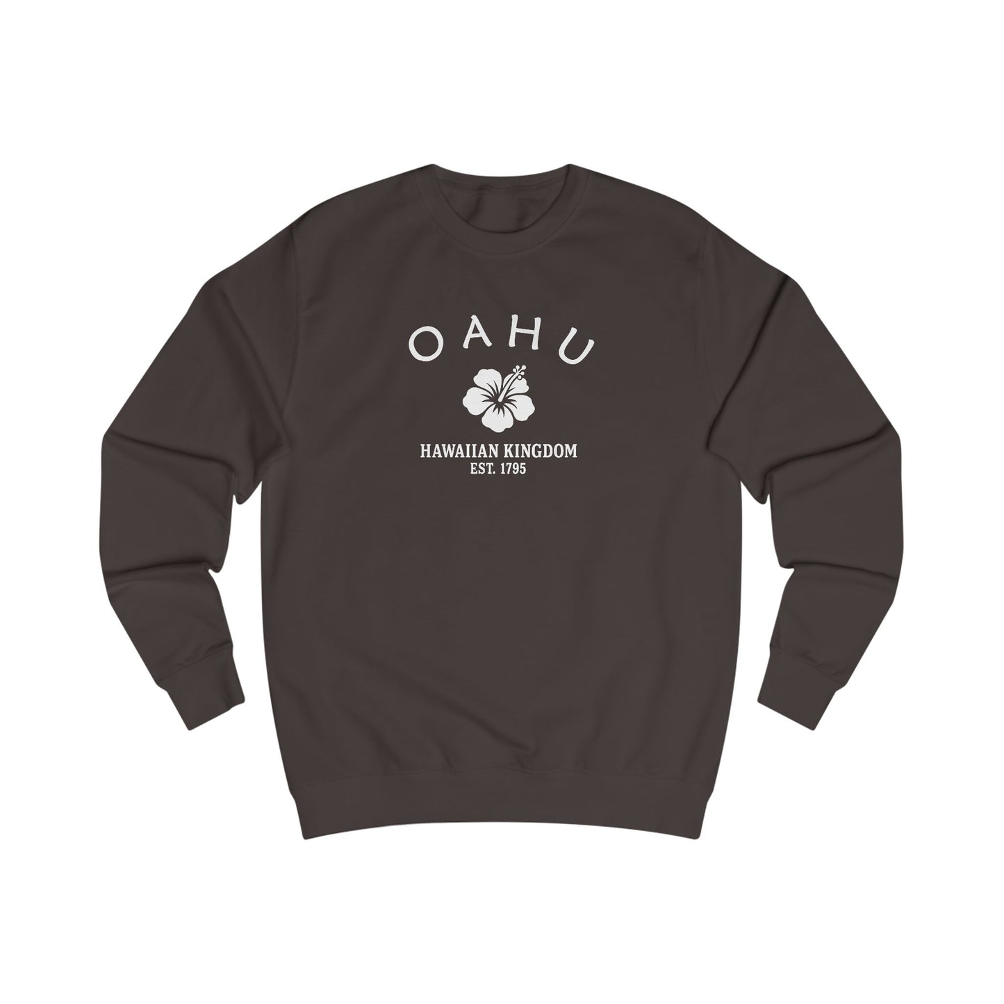 Oahu Hawaii Vintage Retro Premium Crewneck Sweatshirt - White Logo - Bottle Green