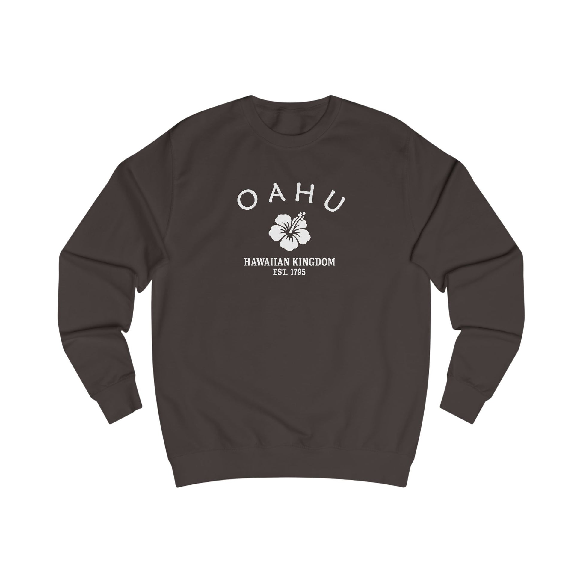 Oahu Hawaii Vintage Retro Premium Crewneck Sweatshirt - White Logo - Bottle Green