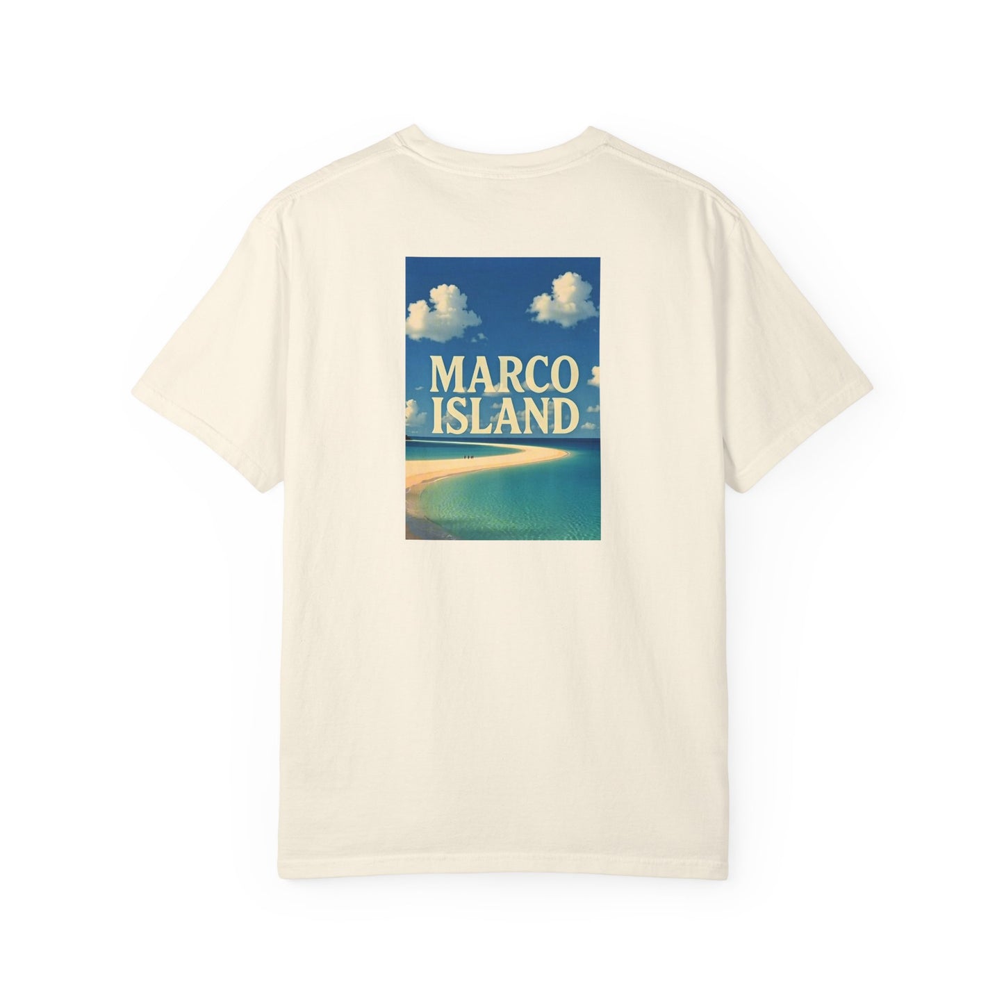 Marco Island Florida Vintage Retro Back Printed Art Series Cotton Tee - Black Logo