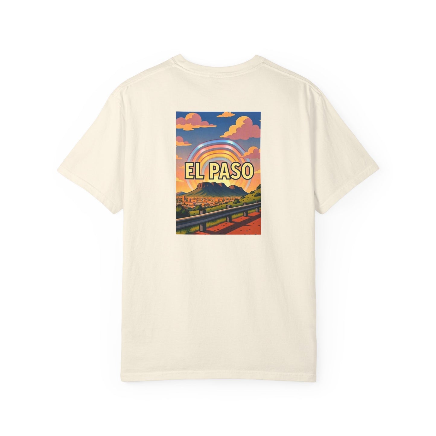 El Paso Texas Vintage Retro Back Printed Art Series Cotton Tee - Black Logo