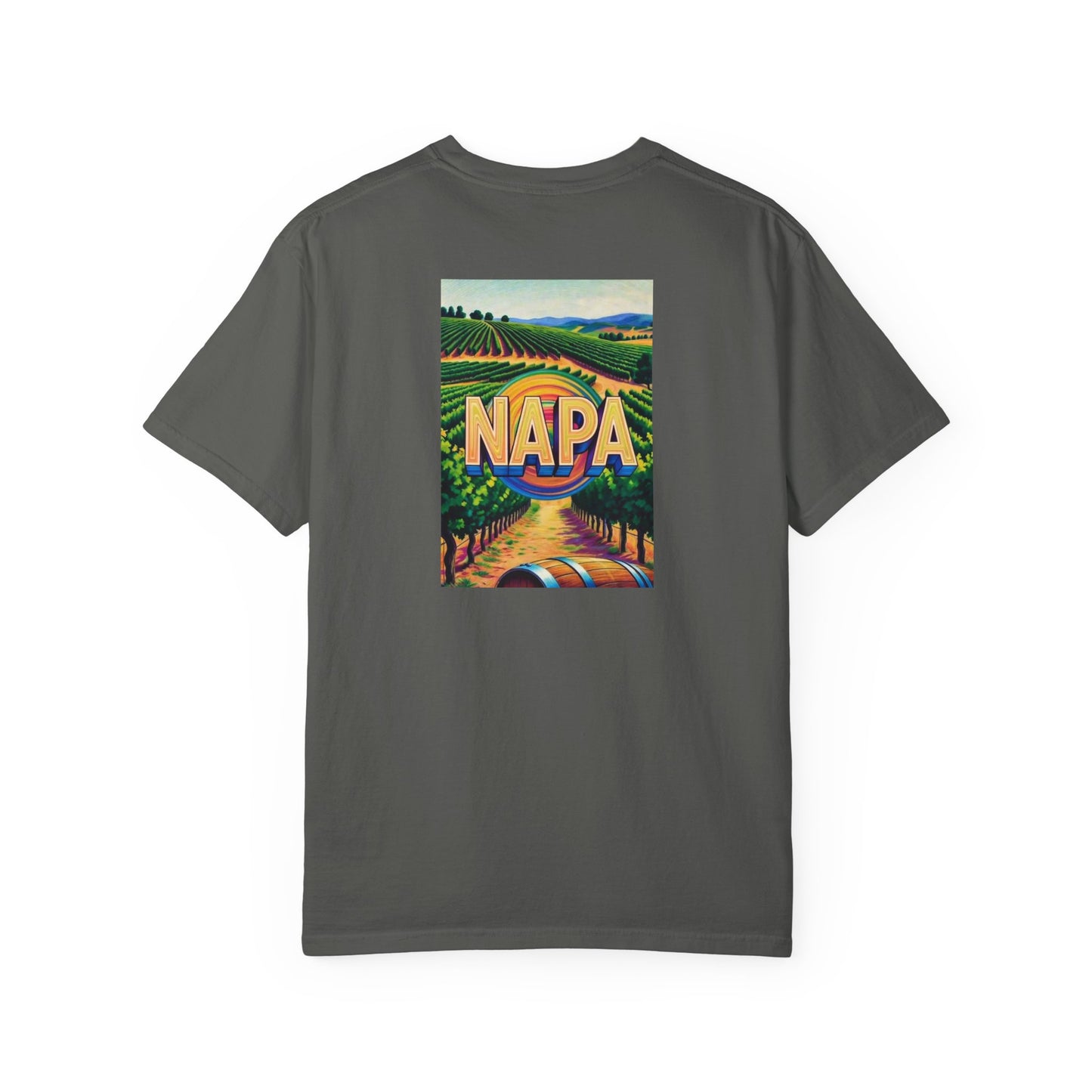 Napa California Vintage Retro Back Printed Art Series Cotton Tee - Black Logo