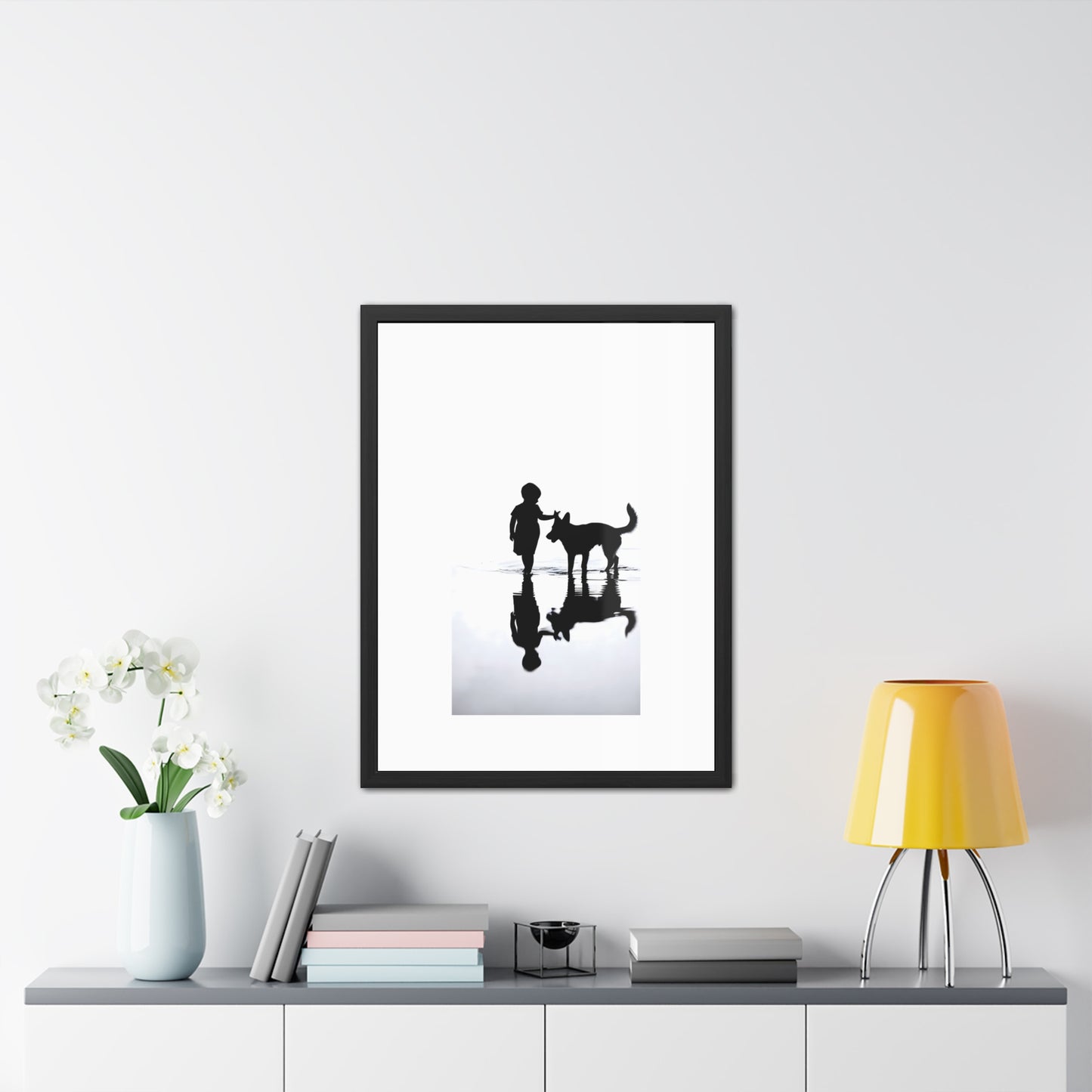 Boy and Hound Portrait - Tide & Light Series Framed Poster