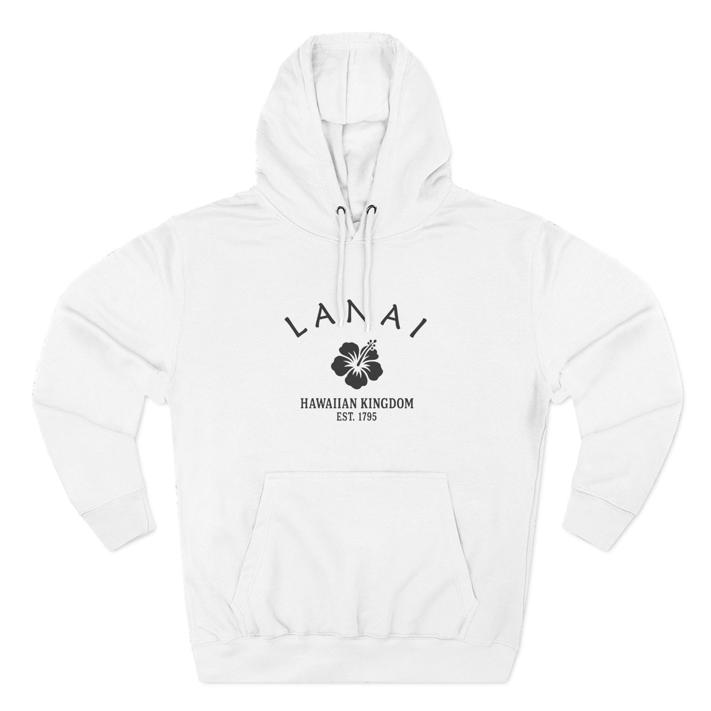 Lanai Hawaii Vintage Retro Unisex Heavy Cotton Hoodie - Black Logo