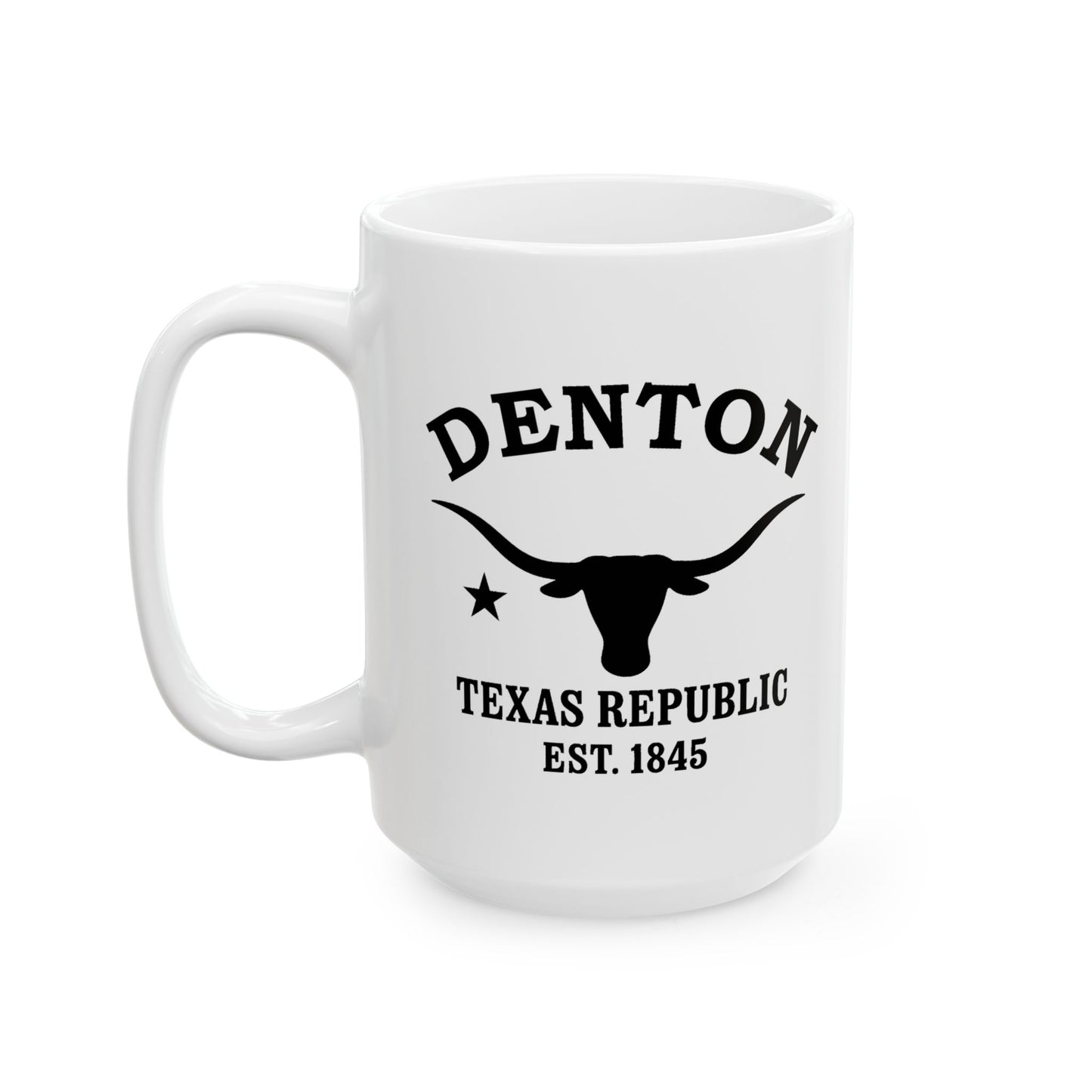 Denton Texas Vintage Retro Ceramic Mug - Black Logo