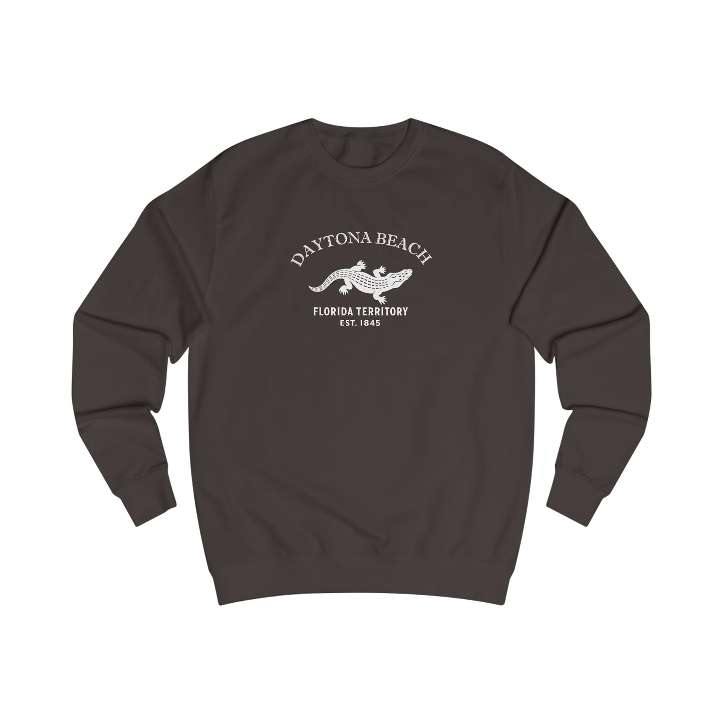 Daytona Beach Florida Vintage Retro Premium Crewneck Sweatshirt - White Logo - Bottle Green