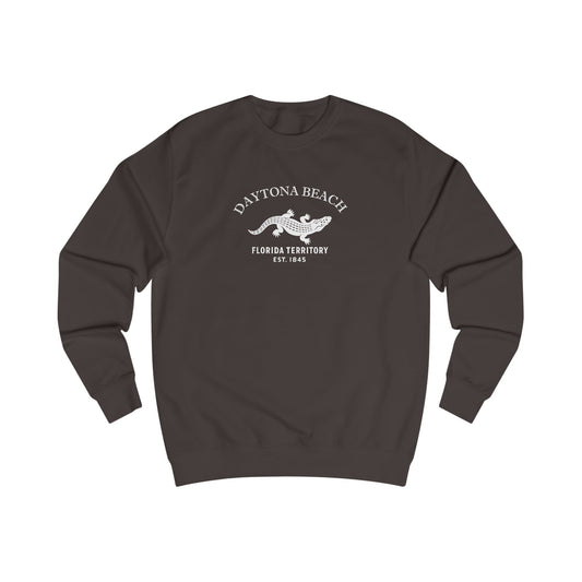 Daytona Beach Florida Vintage Retro Premium Crewneck Sweatshirt - White Logo - Bottle Green