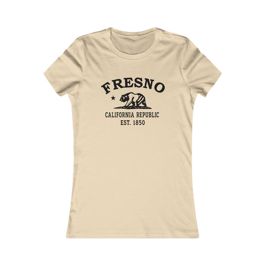 Fresno California Vintage Retro Womens Fitted Ringspun Cotton Tee - Black Logo