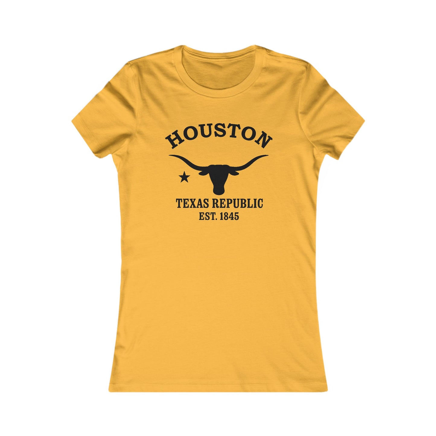 Houston Texas Ringspun Cotten Fitted Vintage Retro Womens Tee - Black Logo