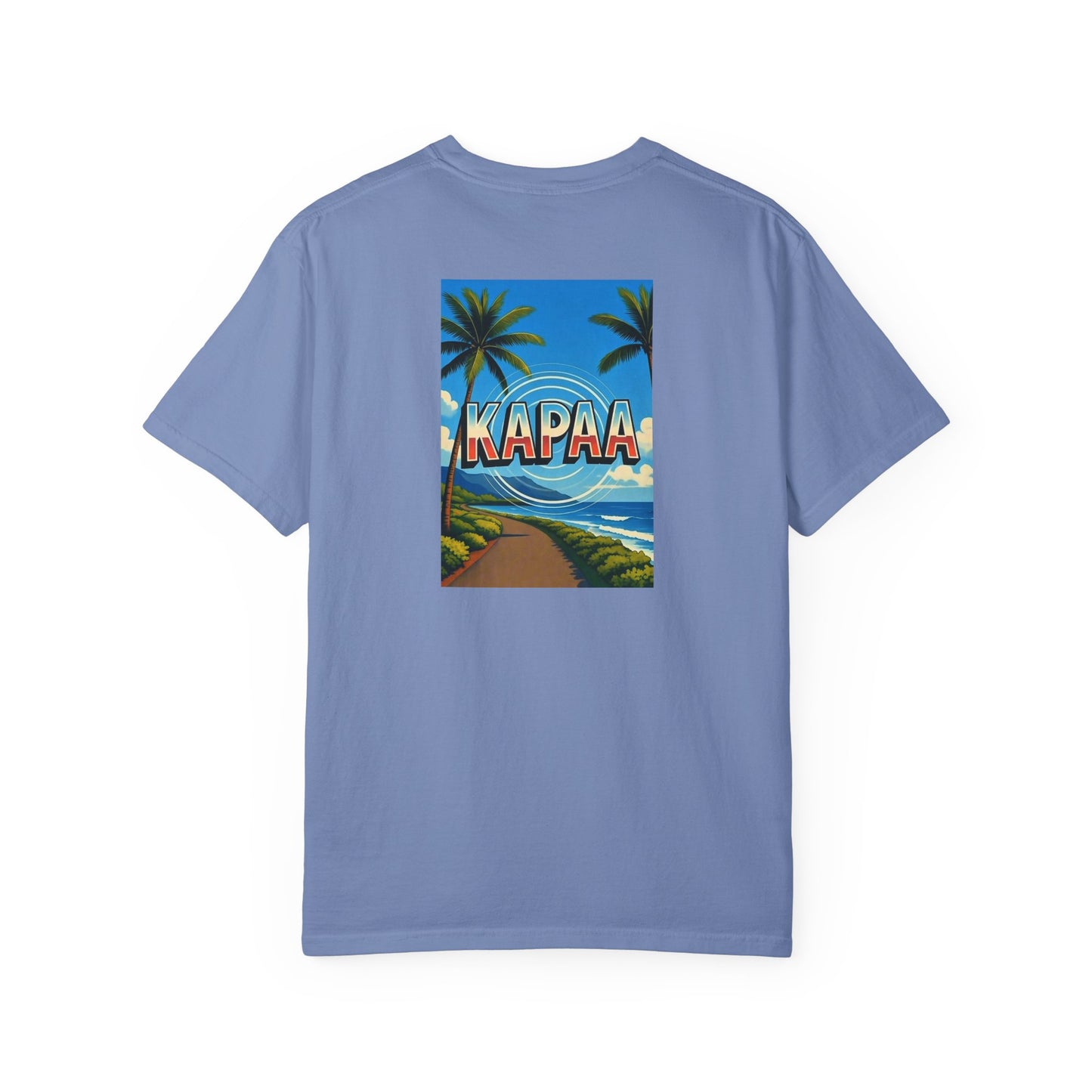 Kapaa Hawaii Vintage Retro Back Printed Art Series Cotton Tee - Black Logo
