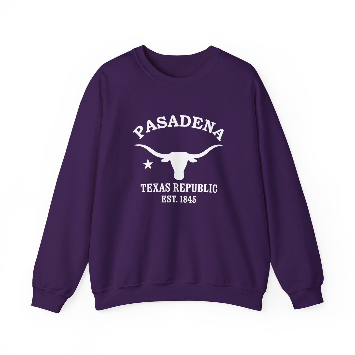 Pasadena Texas Vintage Retro Unisex Heavy Crewneck Sweatshirt - White Logo