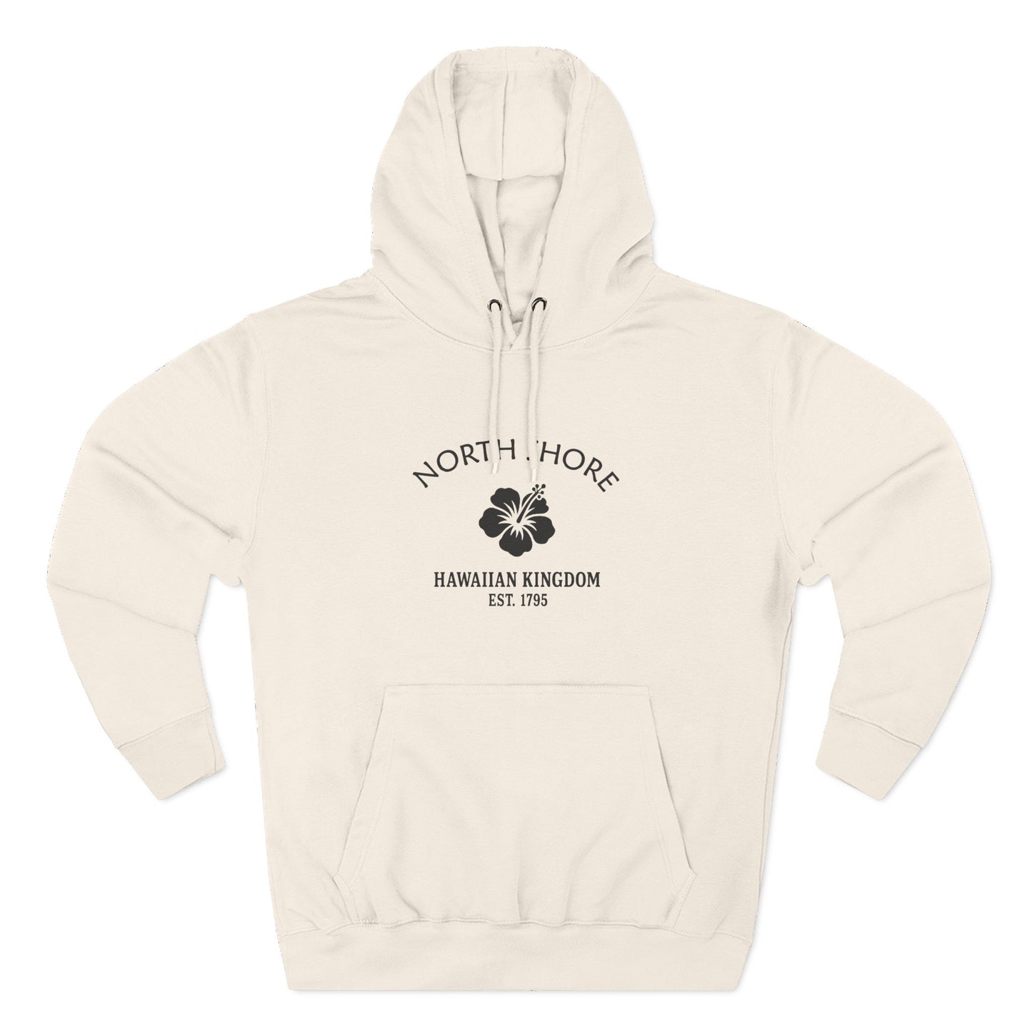 North Shore Hawaii Vintage Retro Unisex Heavy Cotton Hoodie - Black Logo