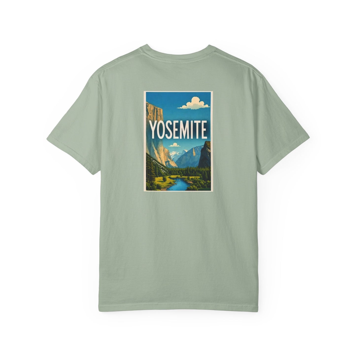 Yosemite California Vintage Retro Back Printed Art Series Cotton Tee - Black Logo