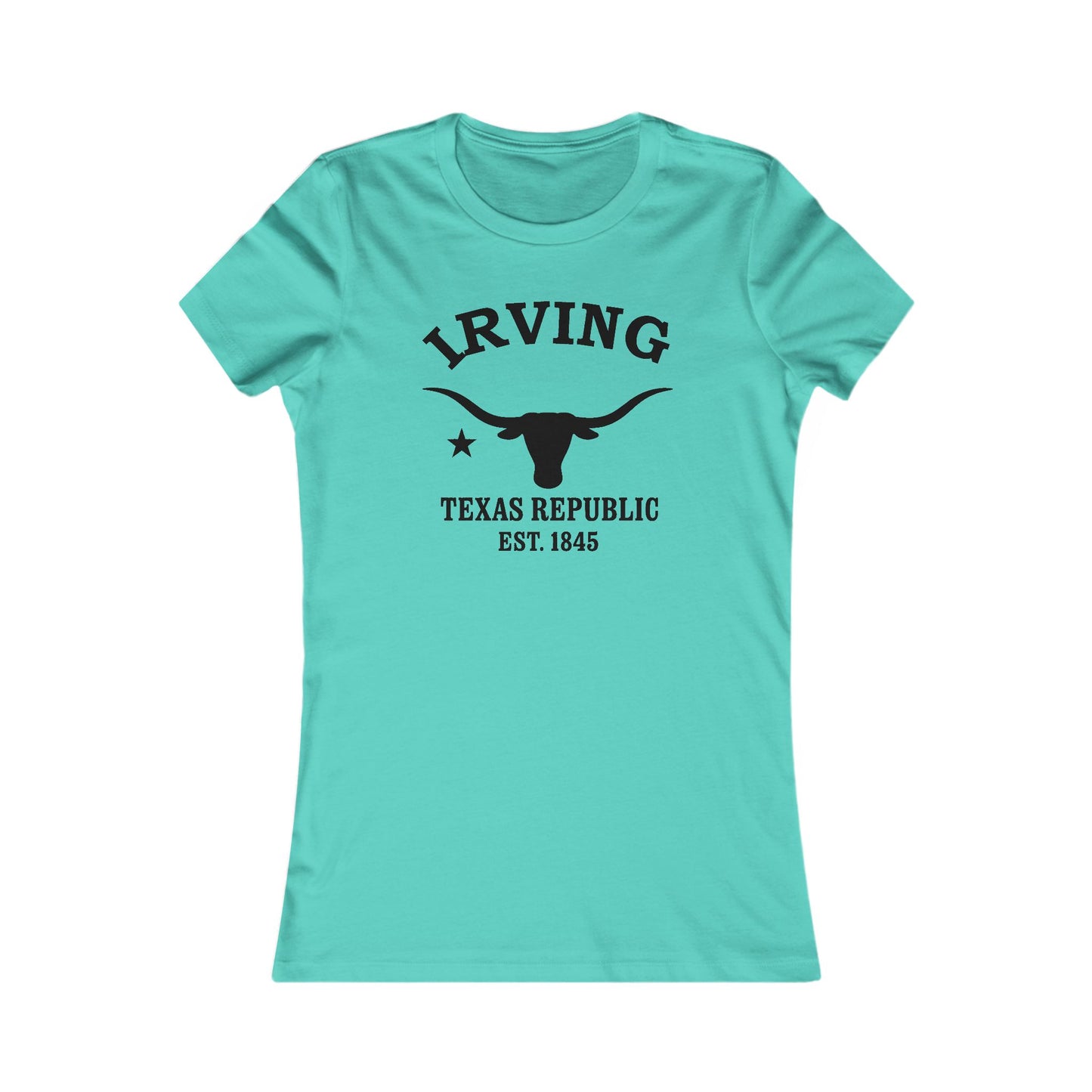 Irving Texas Ringspun Cotten Fitted Vintage Retro Womens Tee - Black Logo