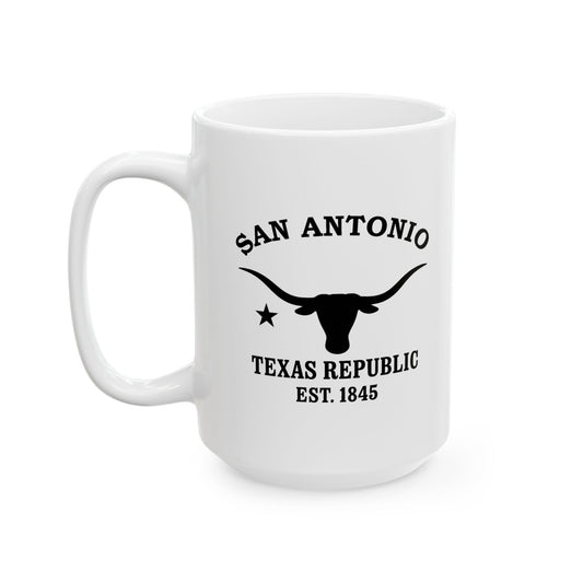 San Antonio Texas Vintage Retro Ceramic Mug - Black Logo