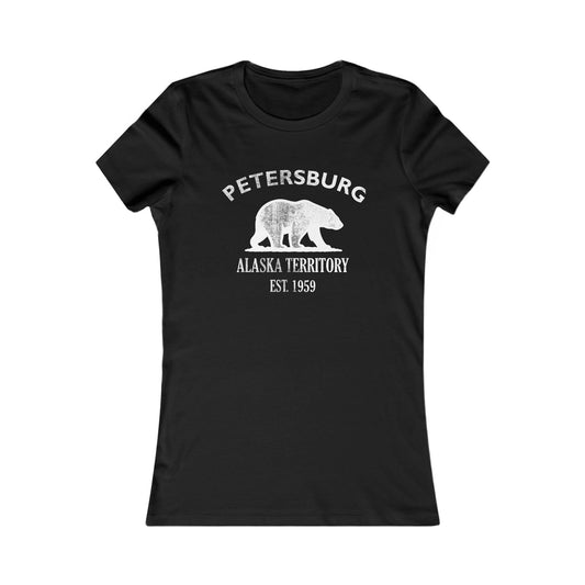 Petersburg Alaska Vintage Retro Womens Fitted Ringspun Cotton Tee - White Logo