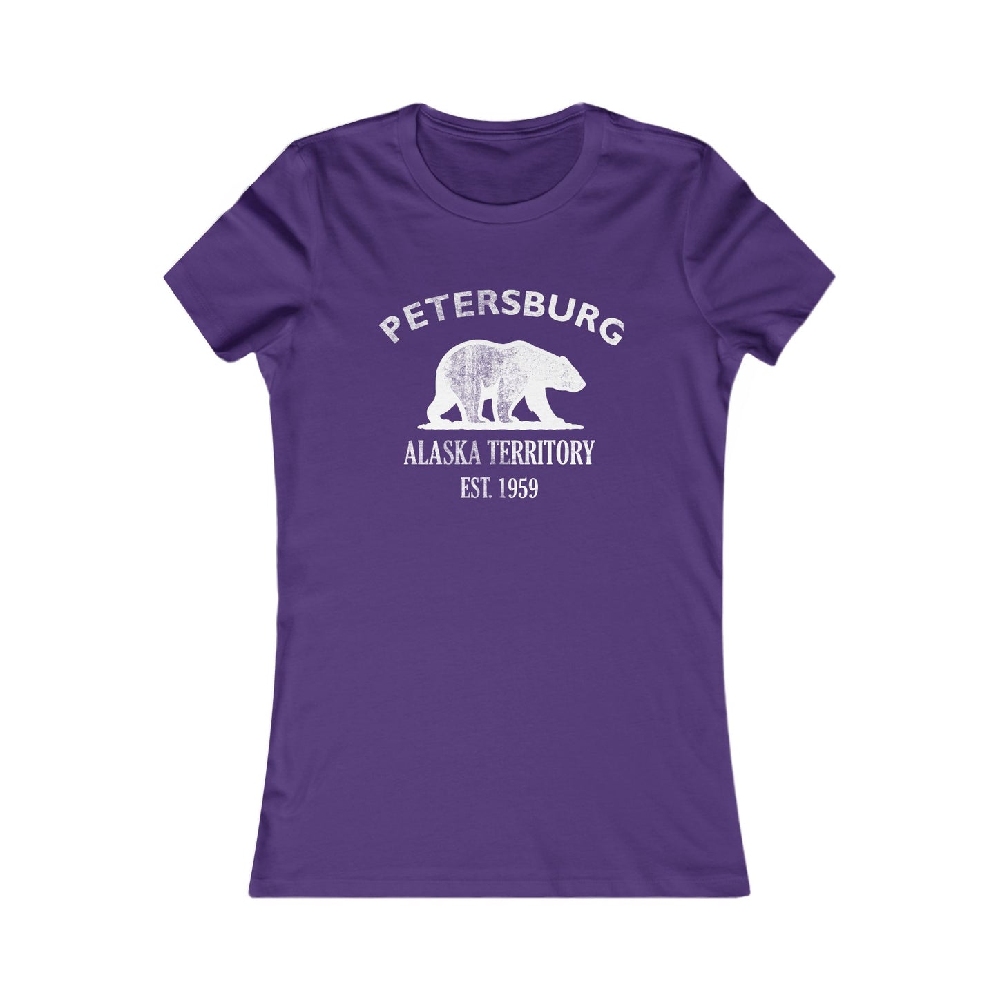 Petersburg Alaska Vintage Retro Womens Fitted Ringspun Cotton Tee - White Logo