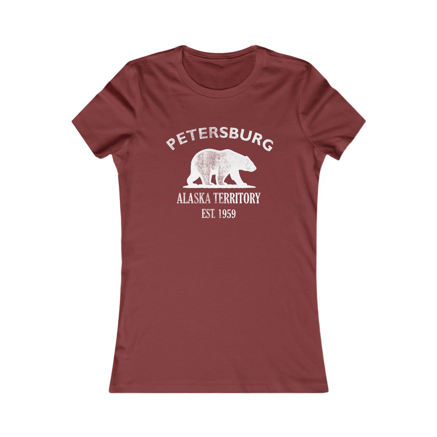 Petersburg Alaska Vintage Retro Womens Fitted Ringspun Cotton Tee - White Logo