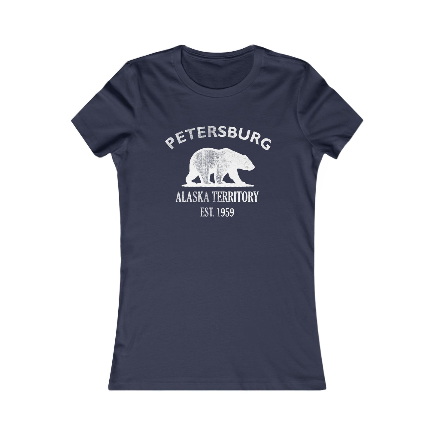 Petersburg Alaska Vintage Retro Womens Fitted Ringspun Cotton Tee - White Logo