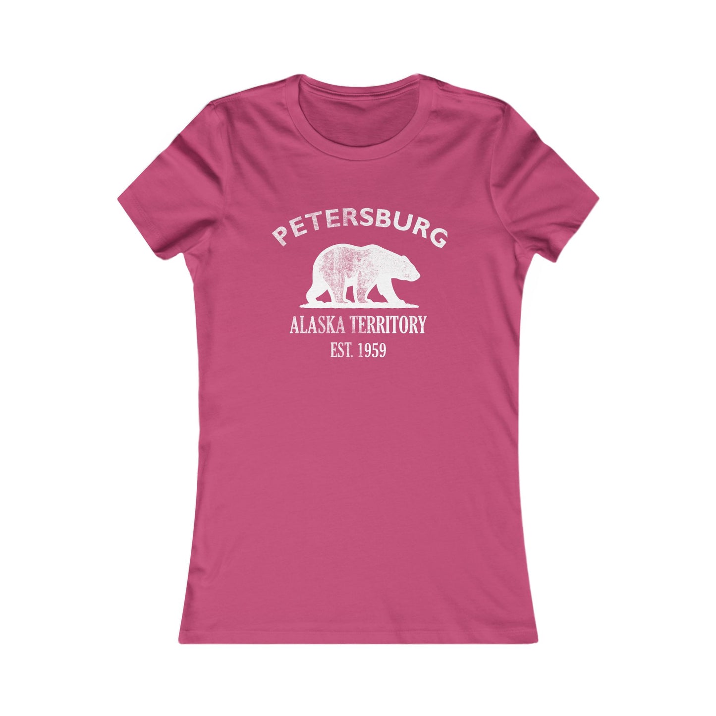 Petersburg Alaska Vintage Retro Womens Fitted Ringspun Cotton Tee - White Logo