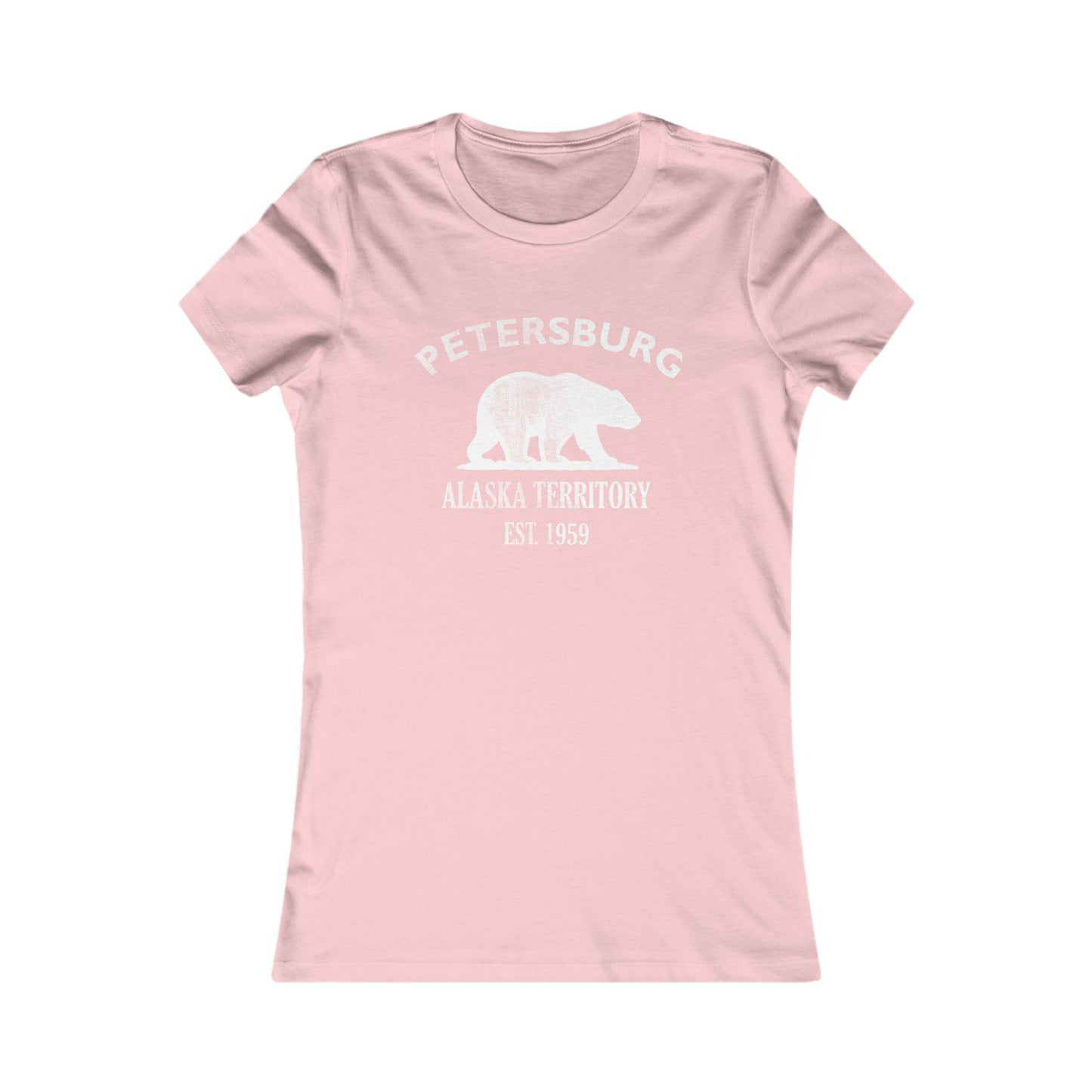 Petersburg Alaska Vintage Retro Womens Fitted Ringspun Cotton Tee - White Logo