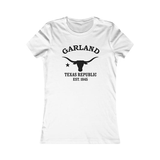 Garland Texas Ringspun Cotten Fitted Vintage Retro Womens Tee - Black Logo