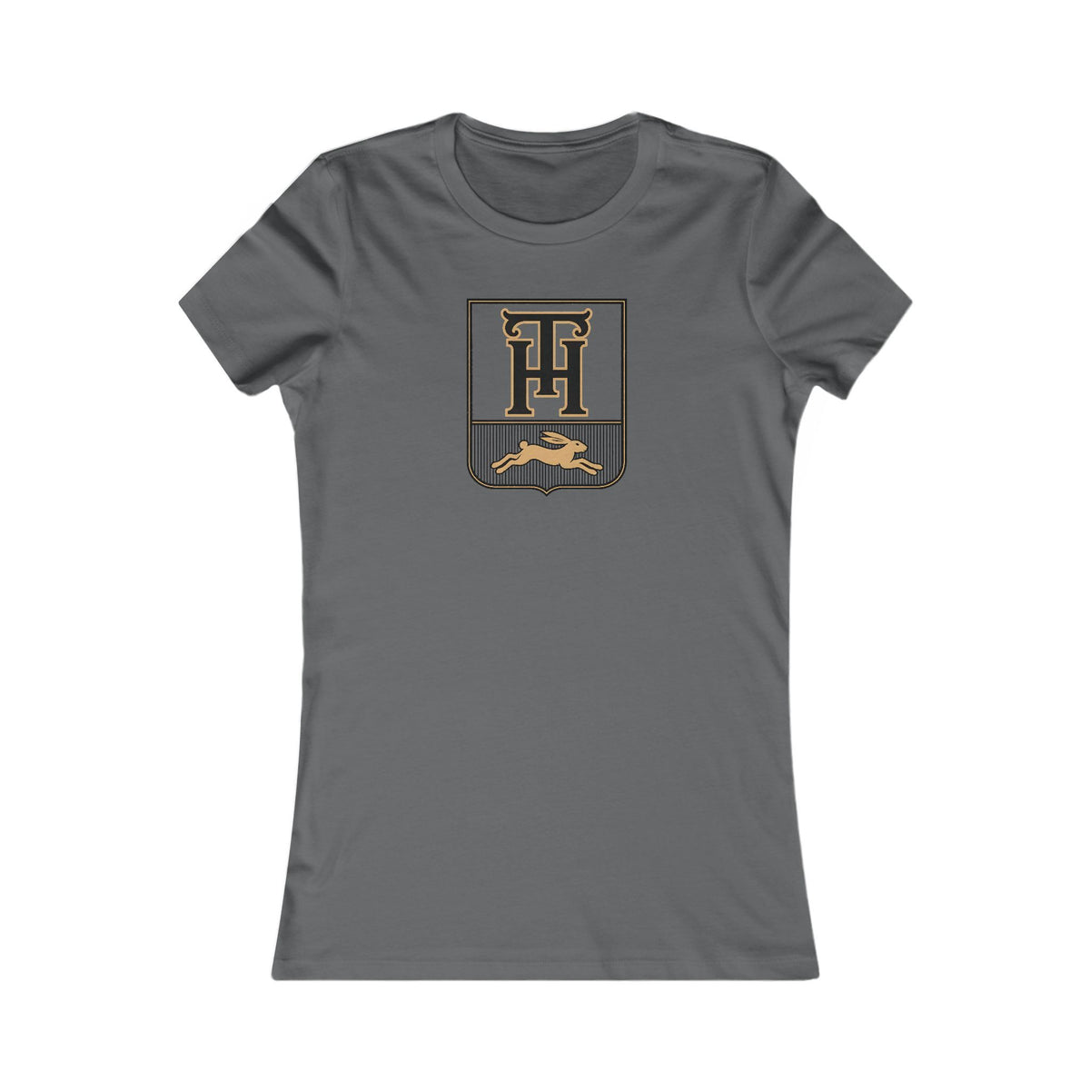 Asphalt Team Haas Women's Fitted Tee with the TH Family Crest, Ringspun Cotton