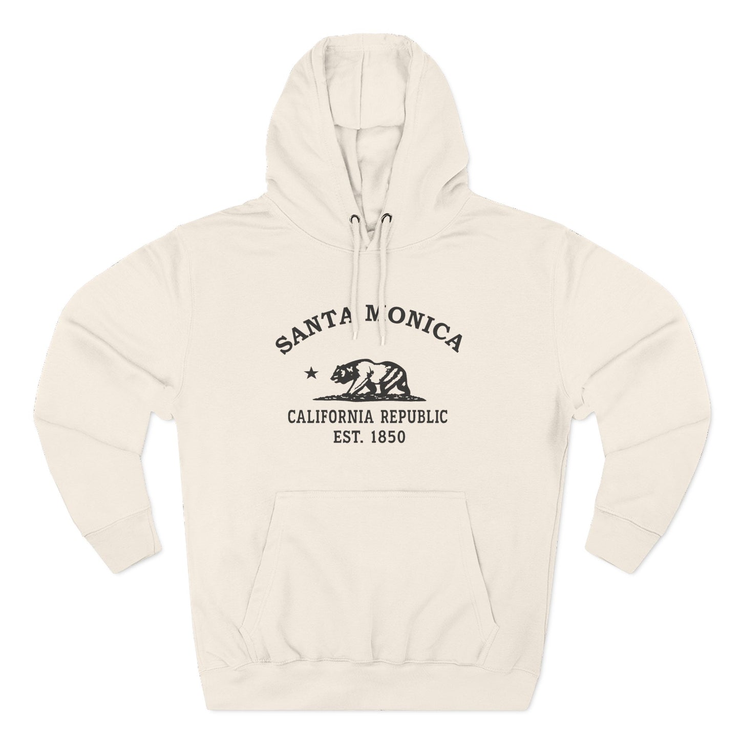 Santa Monica California Vintage Retro Unisex Heavy Cotton Hoodie - Black Logo