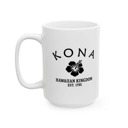 Kona Hawaii Vintage Retro Ceramic Mug - Black Logo