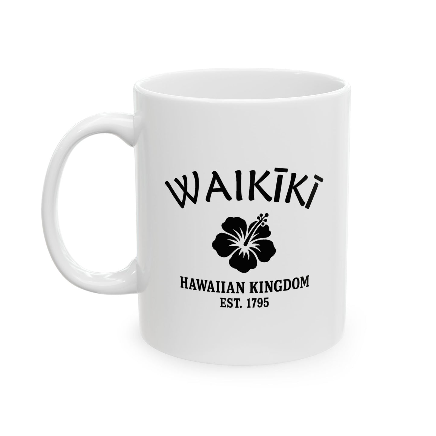Waikiki Hawaii Vintage Retro Ceramic Mug - Black Logo