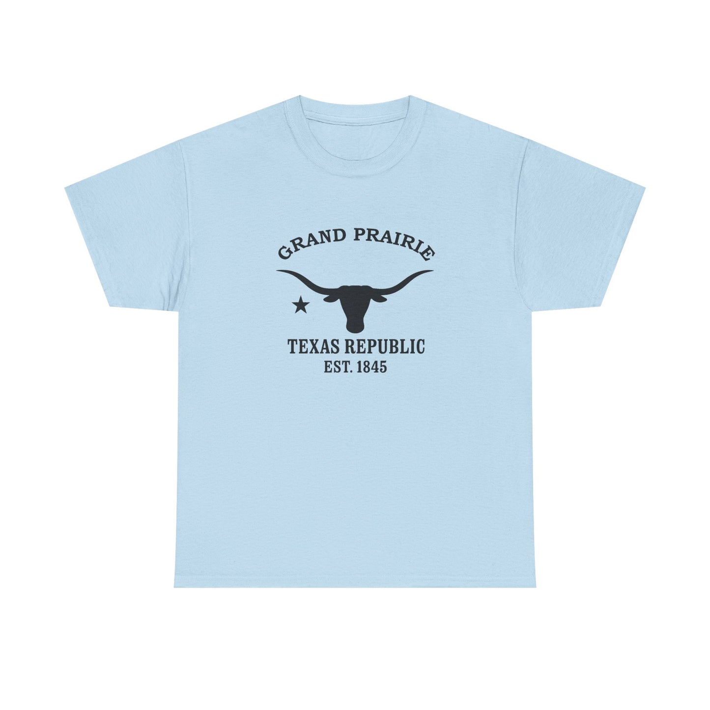 Grand Prairie Texas Vintage Retro Unisex Heavy Cotton Tee - Black Logo