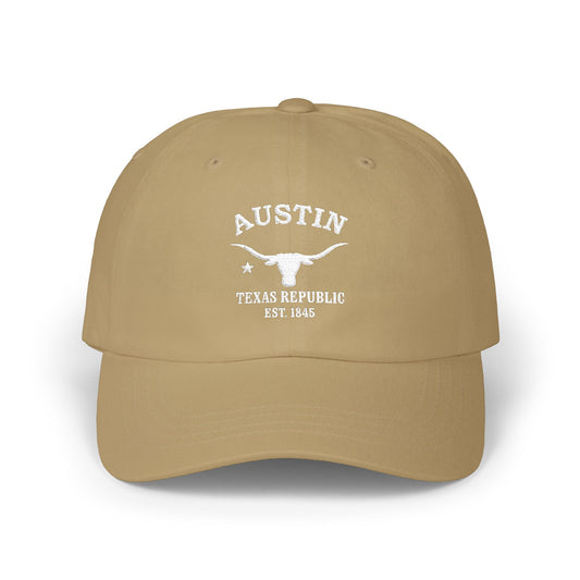 Austin Texas Vintage Retro Embroidered Cotton Cap - White Logo