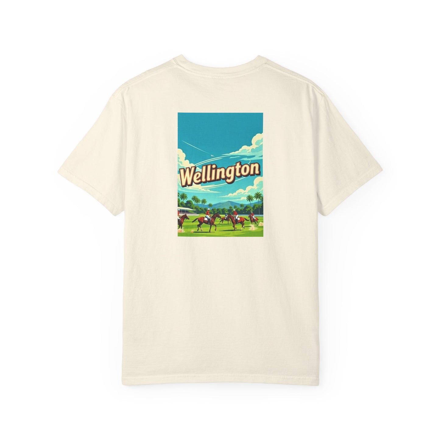 Wellington Florida Vintage Retro Back Printed Art Series Cotton Tee - Black Logo
