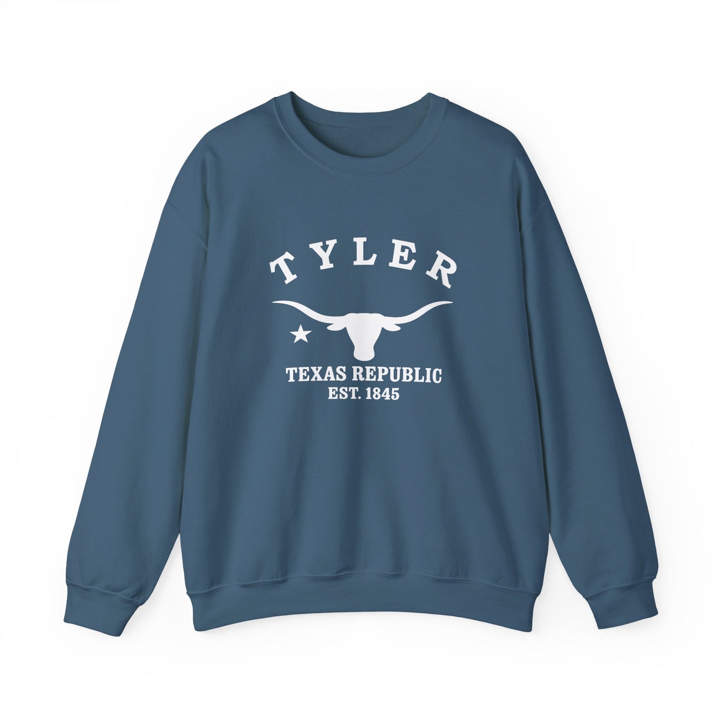 Tyler Texas Vintage Retro Unisex Heavy Crewneck Sweatshirt - White Logo