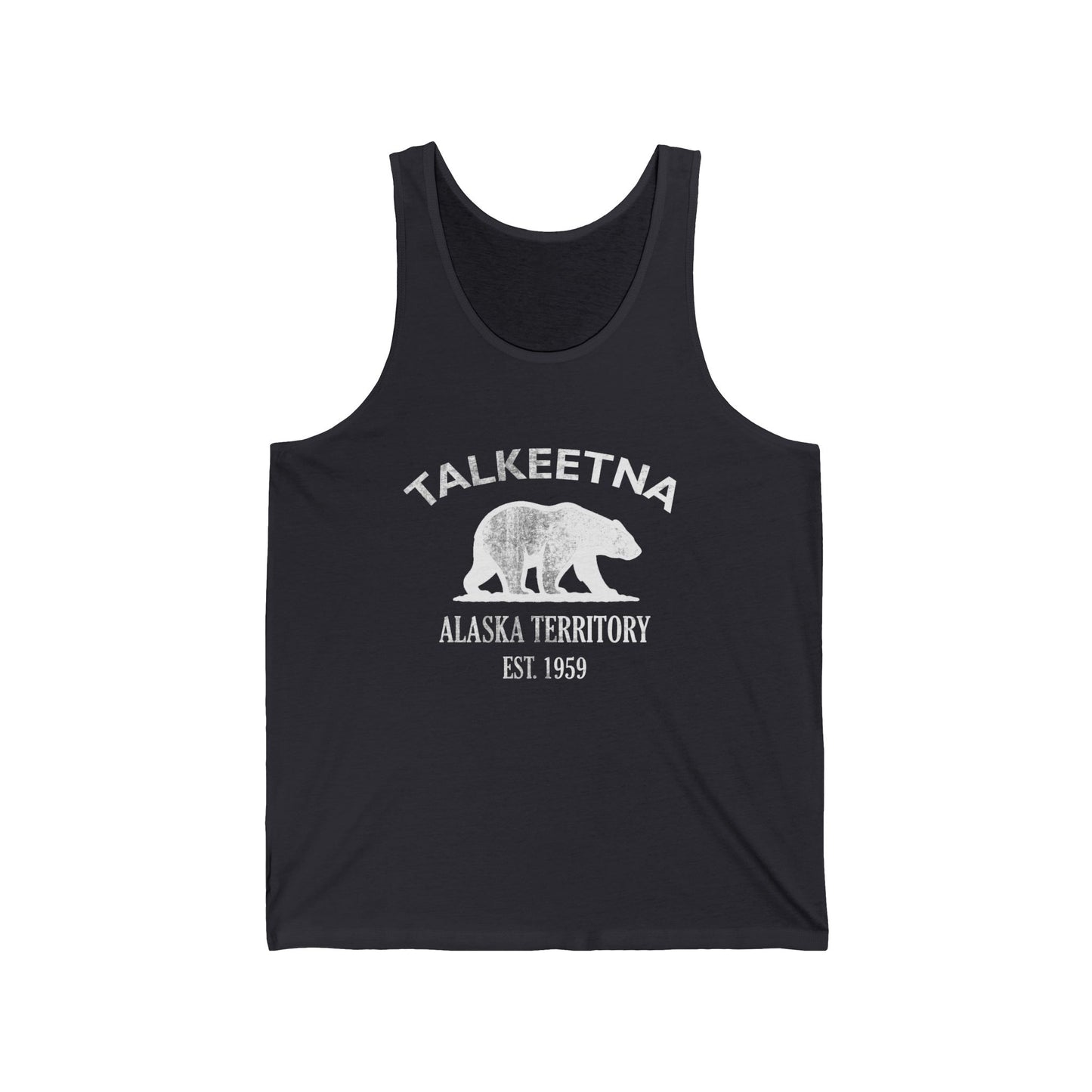 Talkeetna Alaska Unisex Cotton Jersey Tank Top - White Logo