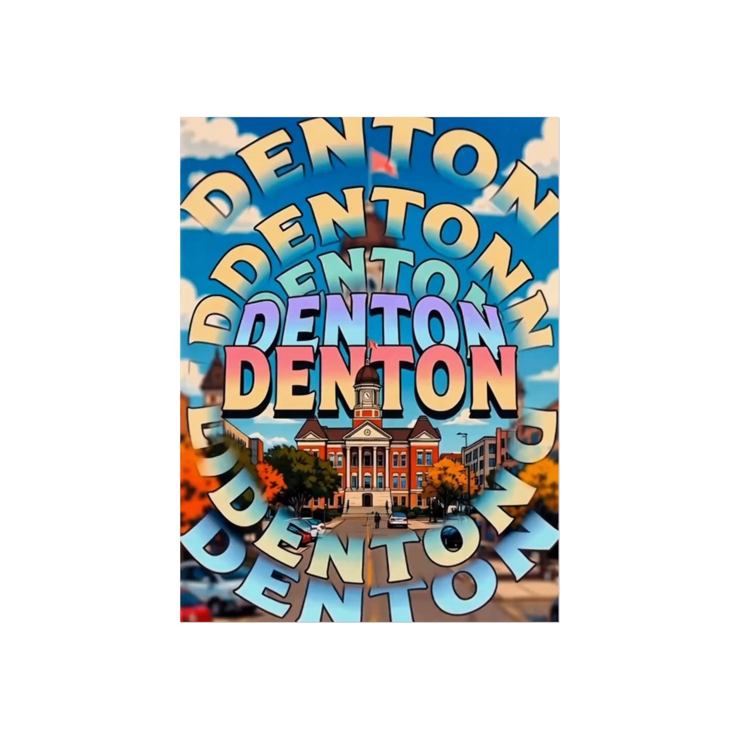 Denton Texas Vintage Retro Giclée Print Art Series Poster