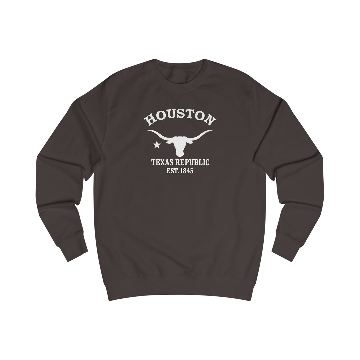 Houston Texas Vintage Retro Premium Crewneck Sweatshirt - White Logo - Bottle Green