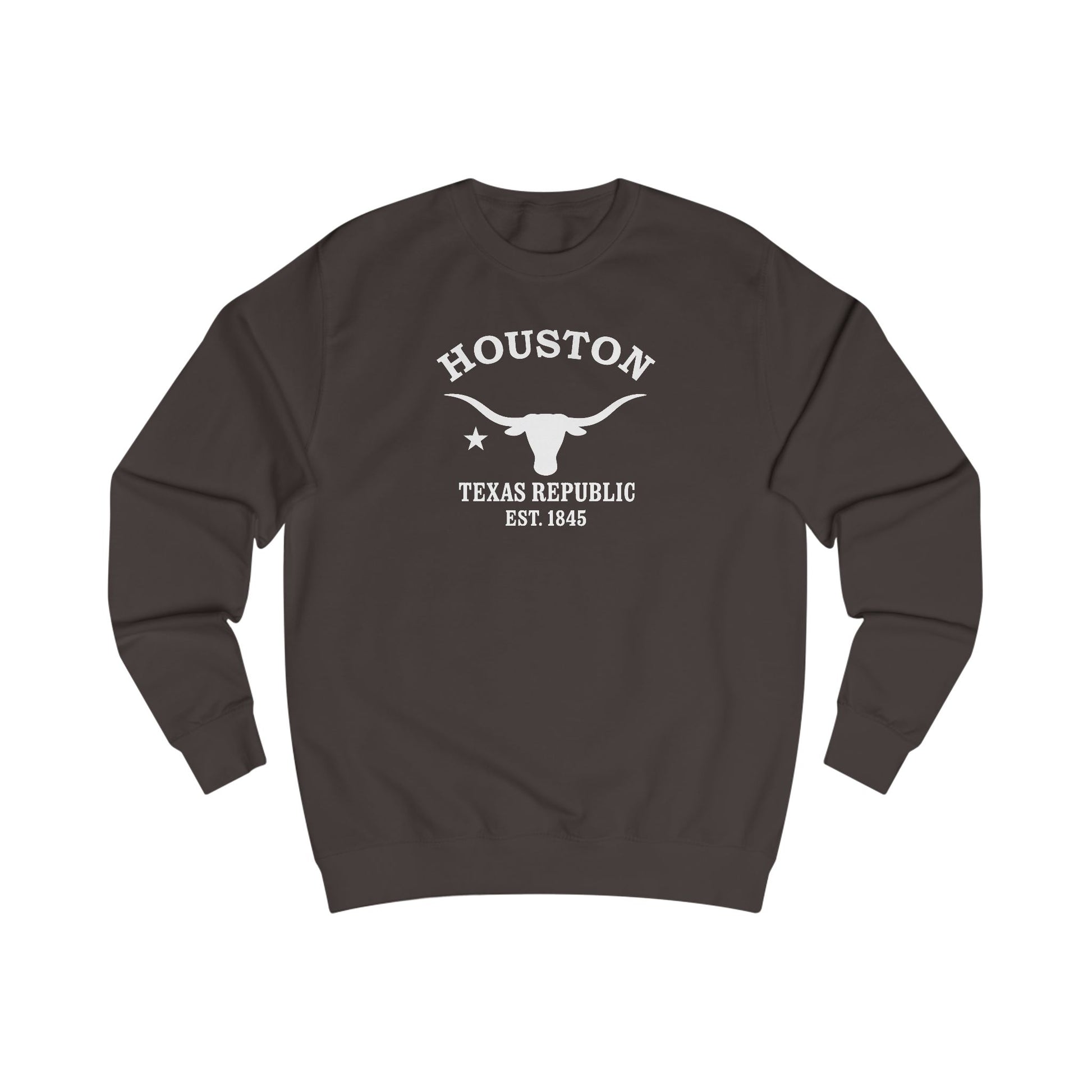 Houston Texas Vintage Retro Premium Crewneck Sweatshirt - White Logo - Bottle Green