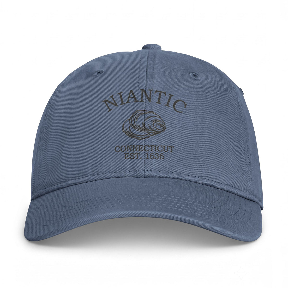 Niantic Connecticut Distressed Cotton Cap - Charcoal Print Logo