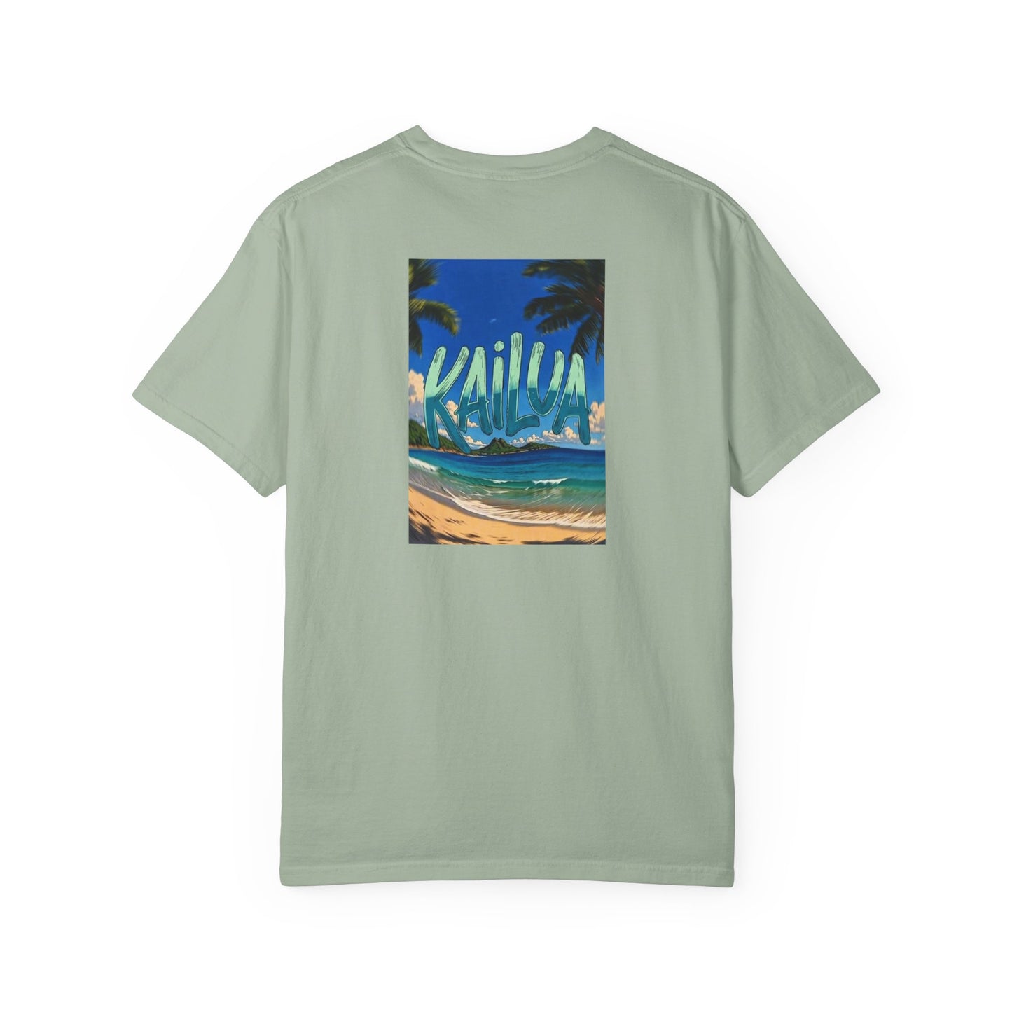 Kailua Hawaii Vintage Retro Back Printed Art Series Cotton Tee - Black Logo