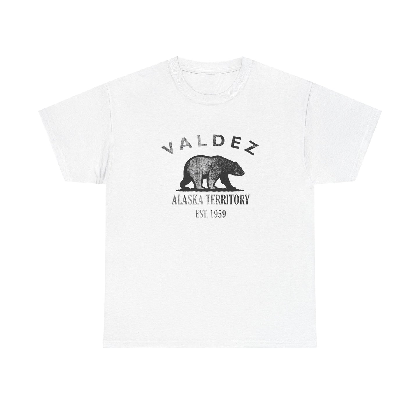 Valdez Alaska Vintage Retro Unisex Heavy Cotton Tee - Black Logo