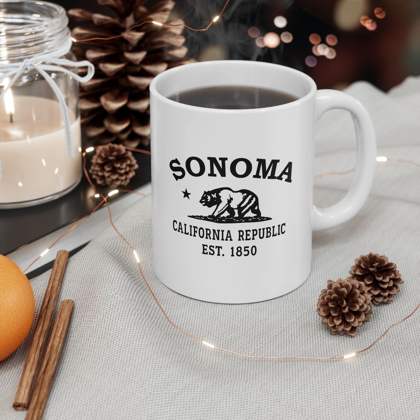 Sonoma California Vintage Retro Ceramic Mug - Black Logo