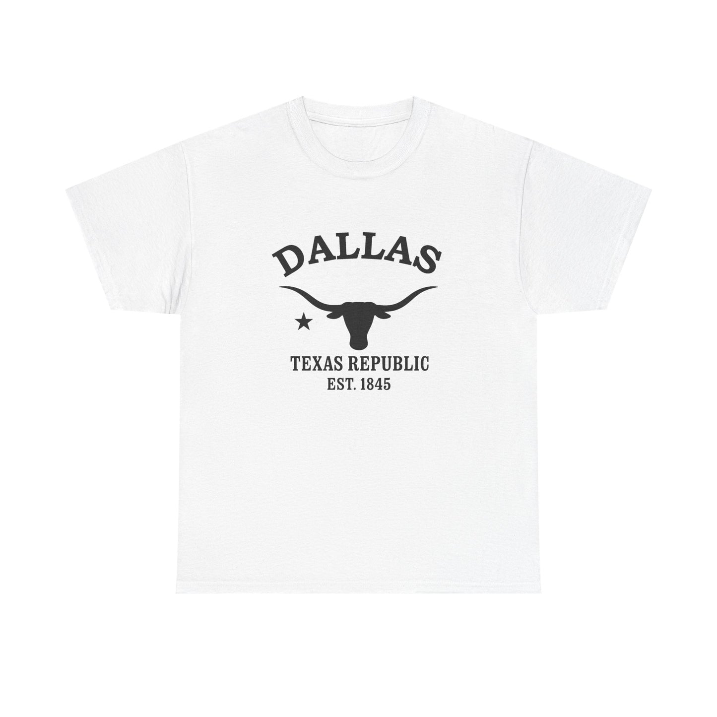 Dallas Texas Vintage Retro Unisex Heavy Cotton Tee - Black Logo