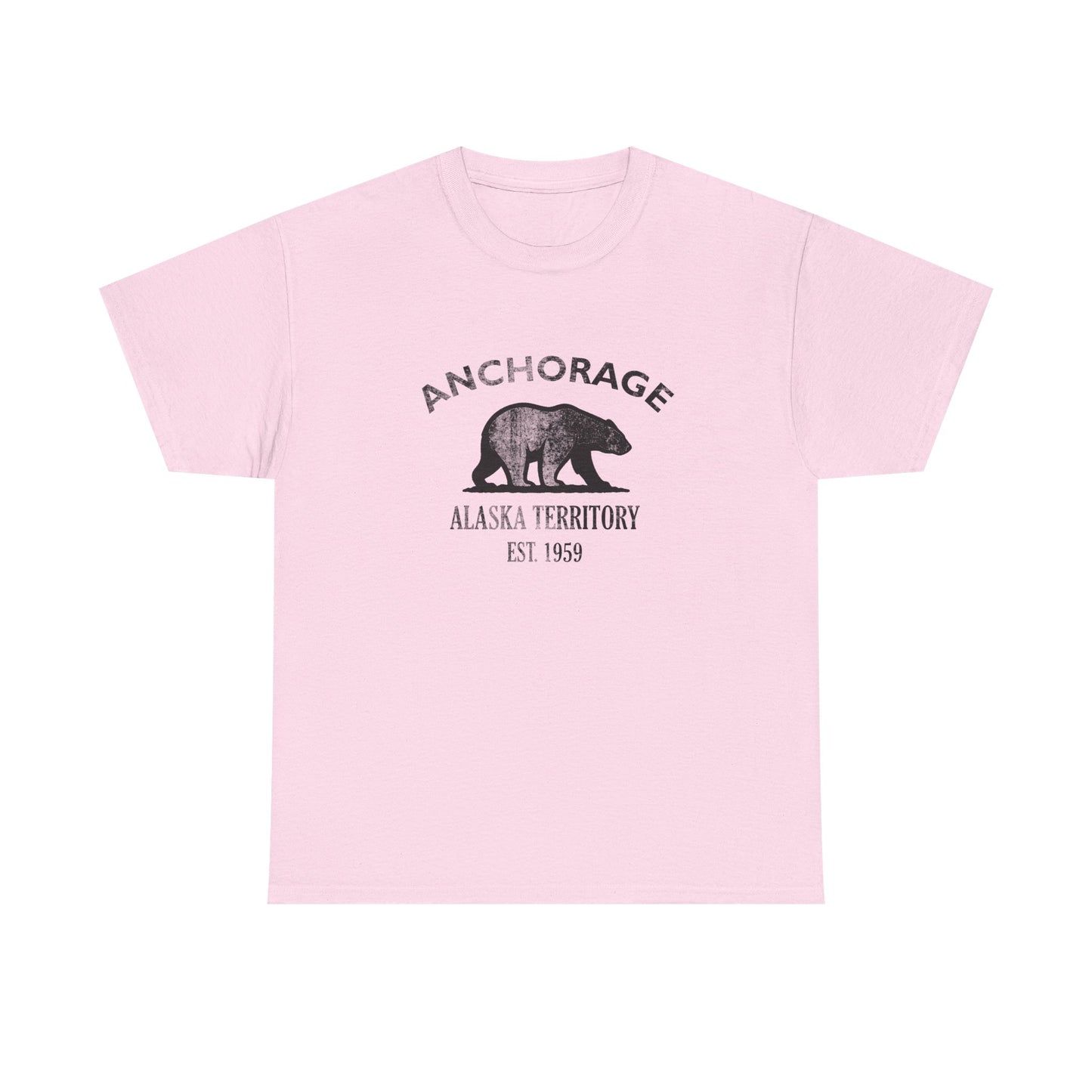 Anchorage Alaska Vintage Retro Unisex Heavy Cotton Tee - Black Logo